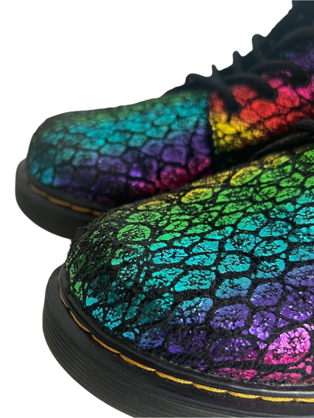Dr Martens 1460 Pascaly Black + Rainbow Spot Metallic Suede Size 6 - Picture 6 of 13